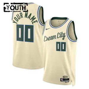 Nike Dječji Dres Milwaukee Bucks Personalizacija City Edition 2025/26 Swingman Bijela