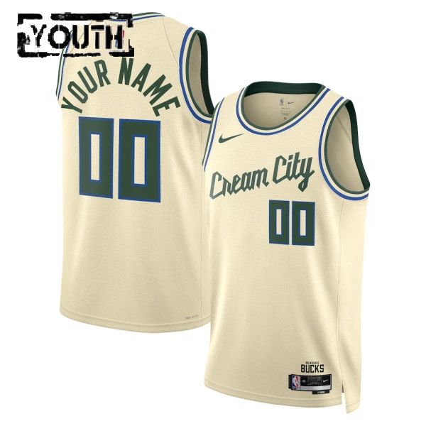 Nike Dječji Dres Milwaukee Bucks Personalizacija City Edition 2025/26 Swingman Bijela