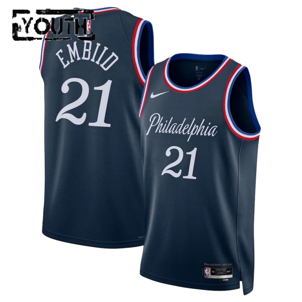 Nike Dječji Dres Philadelphia 76ers Joel Embiid City Edition 2025/26 Swingman Navy