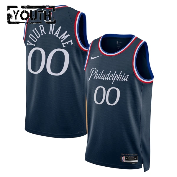 Nike Dječji Dres Philadelphia 76ers Personalizacija City Edition 2025/26 Swingman Navy