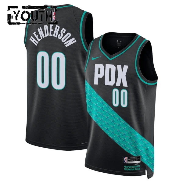 Nike Dječji Dres Portland Trail Blazers Scoot Henderson City Edition 2025/26 Swingman Crna