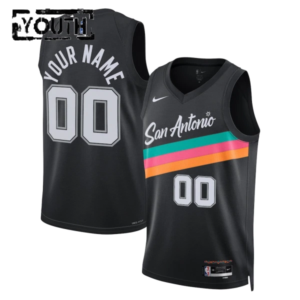 Nike Dječji Dres San Antonio Spurs Personalizacija City Edition 2025/26 Swingman Crna