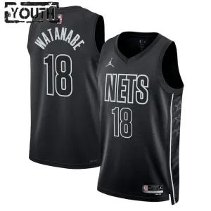 Dječji Dres Brooklyn Nets Jordan Yuta Watanabe 18 Statement Edition Swingman Crna