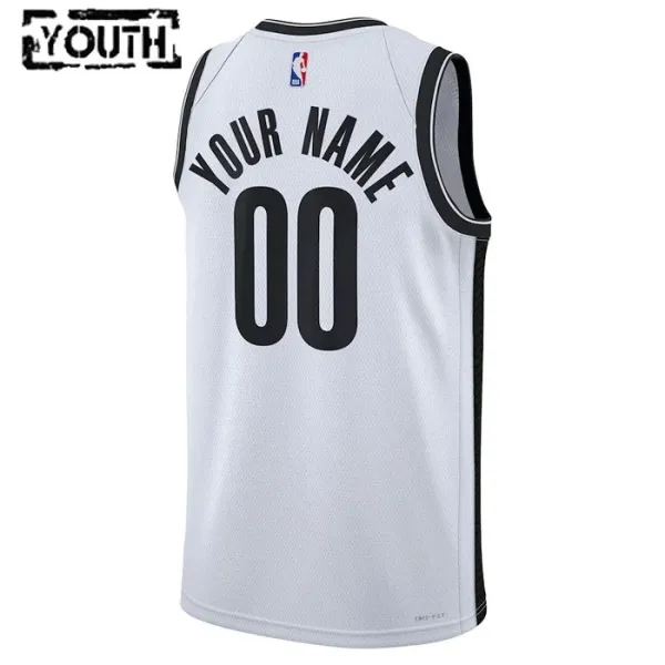 Nike Dječji Dres Brooklyn Nets Personalizacija Association Edition Swingman Bijela