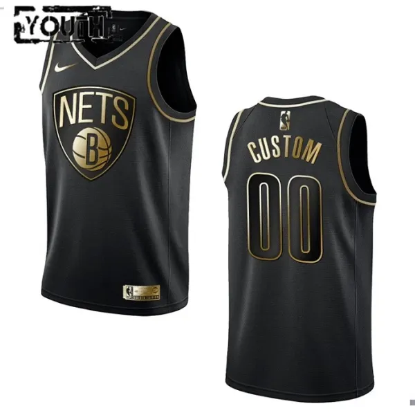 Nike Dječji Dres Brooklyn Nets Personalizacija Golden Edition Swingman Crna