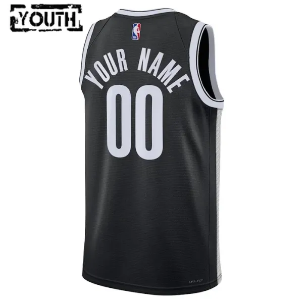 Nike Dječji Dres Brooklyn Nets Personalizacija Icon Edition Swingman Crna