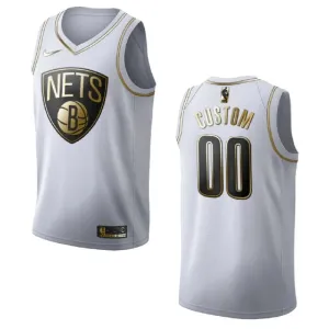 Nike Muški Dres Brooklyn Nets Personalizacija Golden Edition Swingman Bijela