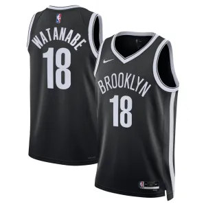 Nike Muški Dres Brooklyn Nets Yuta Watanabe 18 Icon Edition Swingman Crna