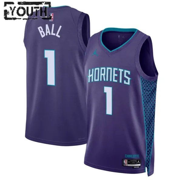 Dječji Dres Charlotte Hornets Jordan Lamelo Ball 1 Statement Edition Swingman Ljubičasta Dječji Dres Charlotte Hornets Jordan Lamelo Ball 1 Statement Edition Swingman Ljubičasta