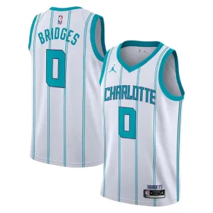 Muški Dres Charlotte Hornets Miles Bridges 0 Jordan Association Edition Swingman Bijela