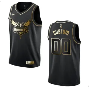 Nike Muški Dres Charlotte Hornets Personalizacija Golden Edition Swingman Crna