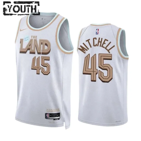 Nike Dječji Dres Cleveland Cavaliers Donovan Mitchell 45 City Edition 2022/23 Swingman Bijela Nike Dječji Dres Cleveland Cavaliers Donovan Mitchell 45 City Edition 2022/23 Swingman Bijela