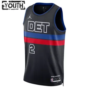 Dječji Dres Detroit Pistons Jordan Cade Cunningham 2 Statement Edition Swingman Crna