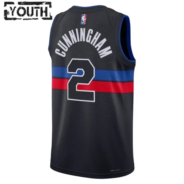 Dječji Dres Detroit Pistons Jordan Cade Cunningham 2 Statement Edition Swingman Crna