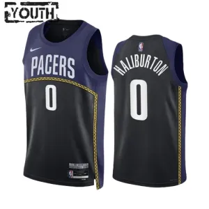 Nike Dječji Dres Indiana Pacers Tyrese Haliburton 0 Black City Edition 2022/23 Swingman Navy