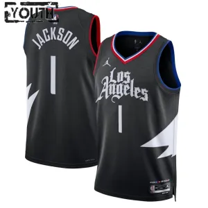 Dječji Dres LA Clippers Jordan Reggie Jackson 1 Statement Edition Swingman Crna