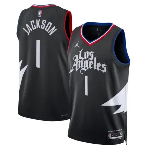 Muški Dres LA Clippers Jordan Reggie Jackson 1 Statement Edition Swingman Crna