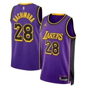 Muški Dres Los Angeles Lakers Jordan Rui Hachimura 28 Statement Edition Swingman Ljubičasta