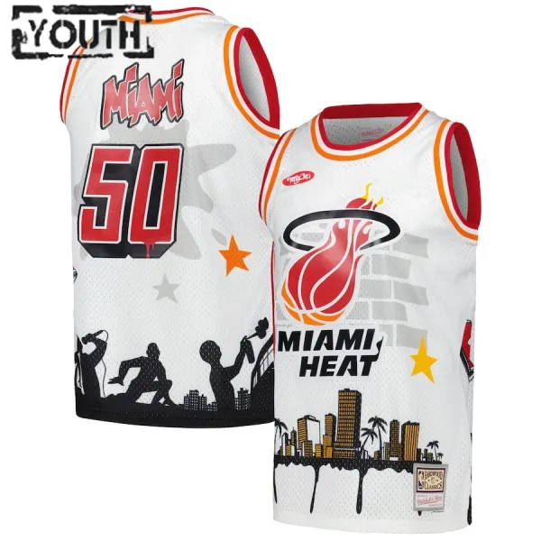 Dječji Dres Miami Heat Mitchell Ness x Tats Cru Edition Hardwood Classics 2023/24 Swingman Bijela Dječji Dres Miami Heat Mitchell Ness x Tats Cru Edition Hardwood Classics 2023/24 Swingman Bijela