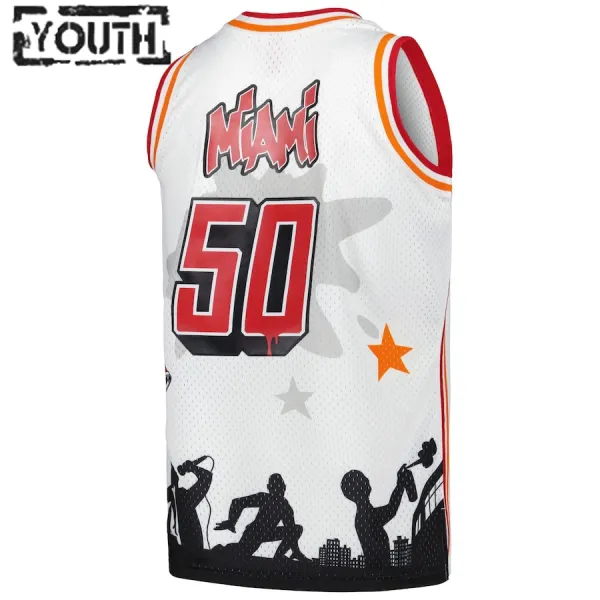 Dječji Dres Miami Heat Mitchell Ness x Tats Cru Edition Hardwood Classics 2023/24 Swingman Bijela