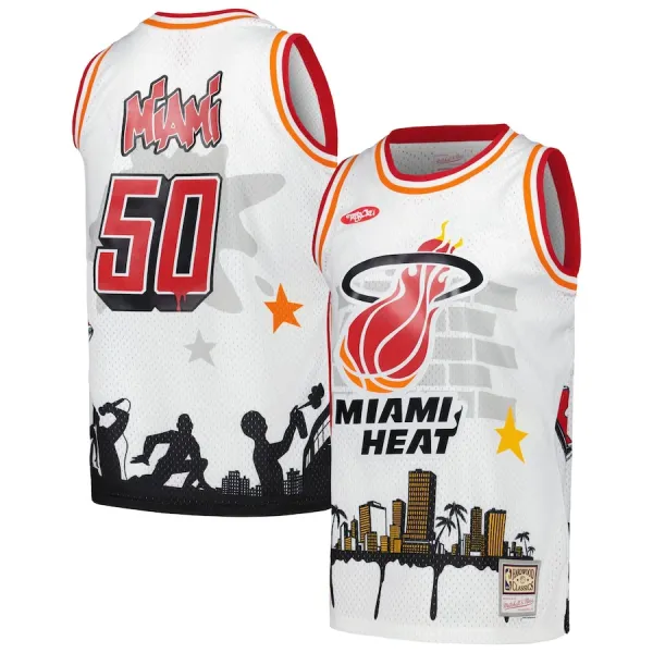 Muški Dres Miami Heat Mitchell Ness x Tats Cru Edition Hardwood Classics 2023/24 Swingman Bijela Muški Dres Miami Heat Mitchell Ness x Tats Cru Edition Hardwood Classics 2023/24 Swingman Bijela