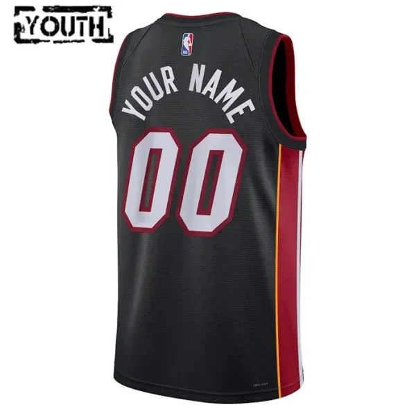 Nike Dječji Dres Miami Heat Personalizacija Icon Edition Swingman Crna