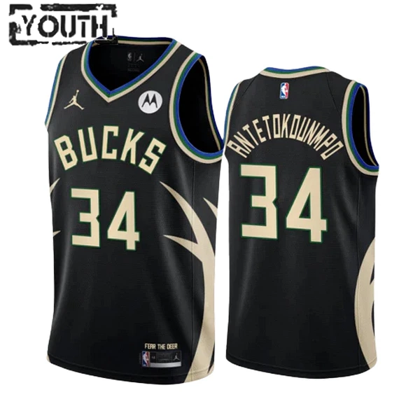 Dječji Dres Milwaukee Bucks Giannis Antetokounmpo 34 Jordan Statement Edition Swingman Crna Dječji Dres Milwaukee Bucks Giannis Antetokounmpo 34 Jordan Statement Edition Swingman Crna
