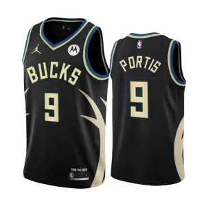Muški Dres Milwaukee Bucks Bobby Portis JR 9 Jordan Statement Edition Swingman Crna