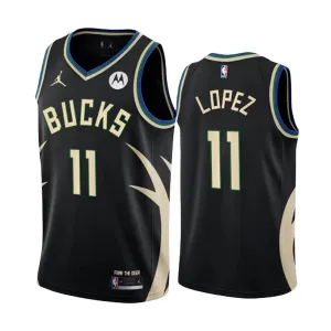 Muški Dres Milwaukee Bucks Brook Lopez 11 Jordan Statement Edition Swingman Crna