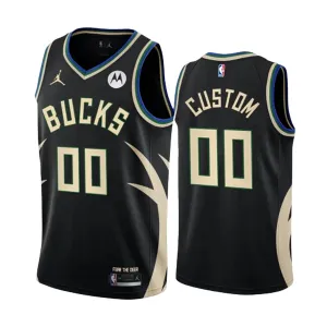 Muški Dres Milwaukee Bucks Jordan Personalizacija Statement Edition Swingman Crna