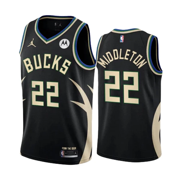 Muški Dres Milwaukee Bucks Khris Middleton 22 Jordan Statement Edition Swingman Crna Muški Dres Milwaukee Bucks Khris Middleton 22 Jordan Statement Edition Swingman Crna