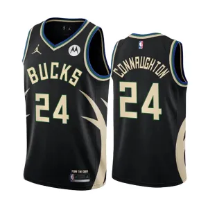 Muški Dres Milwaukee Bucks Pat Connaughton 24 Jordan Statement Edition Swingman Crna