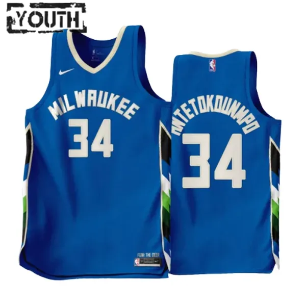 Nike Dječji Dres Milwaukee Bucks Giannis Antetokounmpo 34 City Edition 2022/23 Swingman Plava Nike Dječji Dres Milwaukee Bucks Giannis Antetokounmpo 34 City Edition 2022/23 Swingman Plava