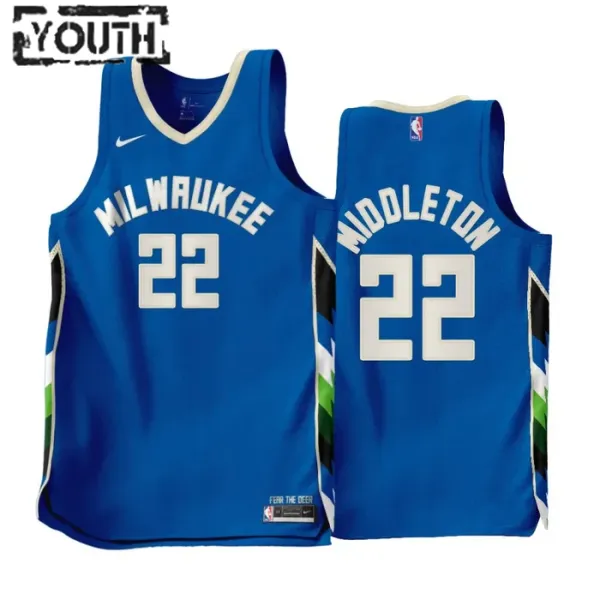 Nike Dječji Dres Milwaukee Bucks Khris Middleton 22 City Edition 2022/23 Swingman Plava Nike Dječji Dres Milwaukee Bucks Khris Middleton 22 City Edition 2022/23 Swingman Plava