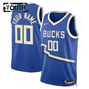 Nike Dječji Dres Milwaukee Bucks Personalizacija City Edition 2024/25 Swingman Plava
