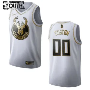 Nike Dječji Dres Milwaukee Bucks Personalizacija Golden Edition Swingman Bijela