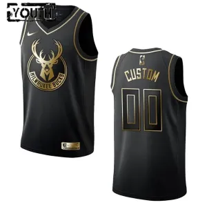 Nike Dječji Dres Milwaukee Bucks Personalizacija Golden Edition Swingman Crna