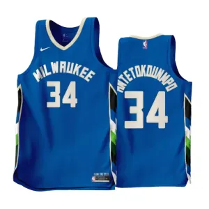 Nike Muški Dres Milwaukee Bucks Giannis Antetokounmpo 34 City Edition 2022/23 Swingman Plava