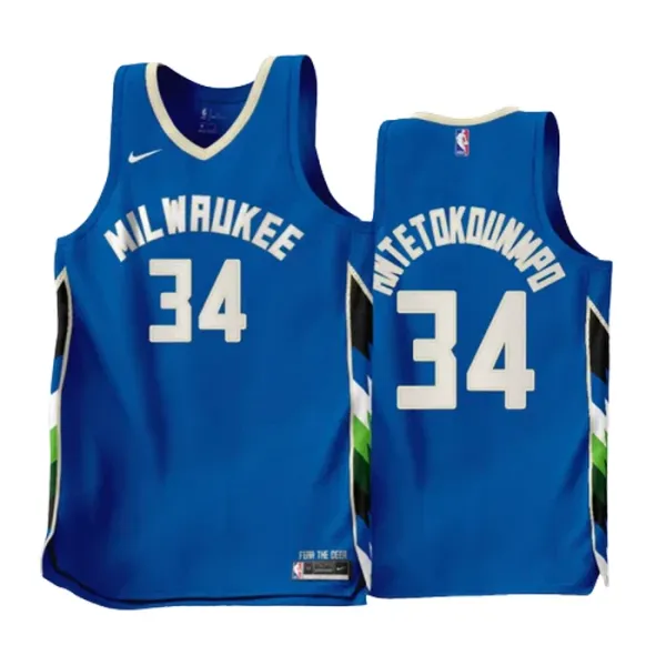 Nike Muški Dres Milwaukee Bucks Giannis Antetokounmpo 34 City Edition 2022/23 Swingman Plava Nike Muški Dres Milwaukee Bucks Giannis Antetokounmpo 34 City Edition 2022/23 Swingman Plava