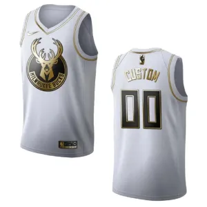 Nike Muški Dres Milwaukee Bucks Personalizacija Golden Edition Swingman Bijela