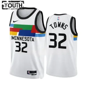Nike Dječji Dres Minnesota Timberwolves Karl Anthony Towns 32 City Edition 2022/23 Swingman Bijela
