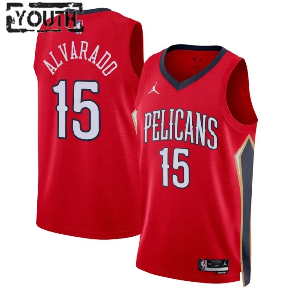 Dječji Dres New Orleans Pelicans Jordan Jose Alvarado 15 Statement Edition Swingman Crvena Dječji Dres New Orleans Pelicans Jordan Jose Alvarado 15 Statement Edition Swingman Crvena