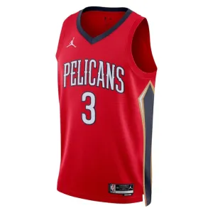Muški Dres New Orleans Pelicans Jordan CJ Mccollum 3 Statement Edition Swingman Crvena