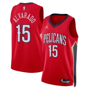 Muški Dres New Orleans Pelicans Jordan Jose Alvarado 15 Statement Edition Swingman Crvena