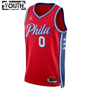 Dječji Dres Philadelphia 76ers Jordan Tyrese Maxey 0 Statement Edition Swingman Crvena