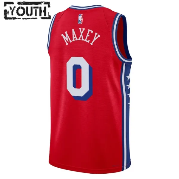 Dječji Dres Philadelphia 76ers Jordan Tyrese Maxey 0 Statement Edition Swingman Crvena