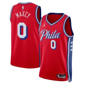 Muški Dres Philadelphia 76ers Jordan Tyrese Maxey 0 Statement Edition Swingman Crvena