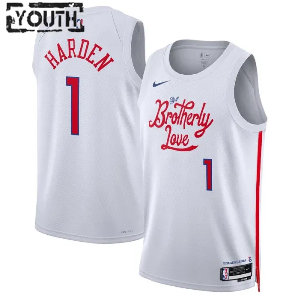 Nike Dječji Dres Philadelphia 76ers James Harden 1 City Edition 2022/23 Swingman Bijela Nike Dječji Dres Philadelphia 76ers James Harden 1 City Edition 2022/23 Swingman Bijela