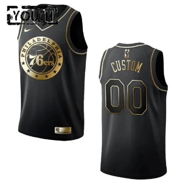 Nike Dječji Dres Philadelphia 76ers Personalizacija Golden Edition Swingman Crna