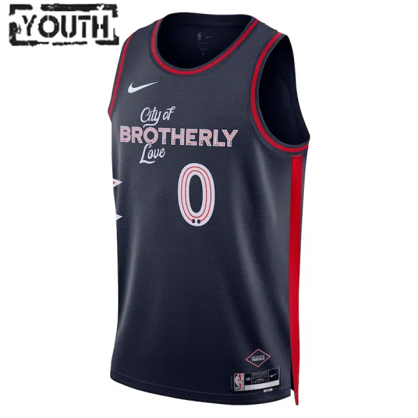 Nike Dječji Dres Philadelphia 76ers Tyrese Maxey City Edition 2023/24 Swingman Navy